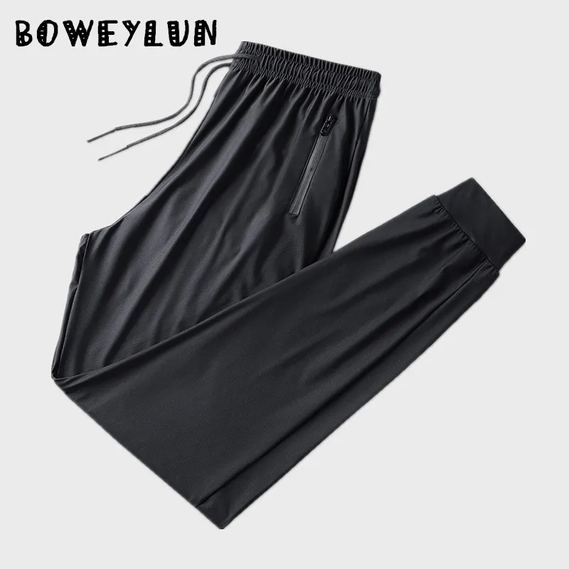 

BOWEYLUN M-8L Summer Ice Silk Casual Drawstring Pants Men's Lightweight Quick-drying Breathable Straight Trousers Pants For Male