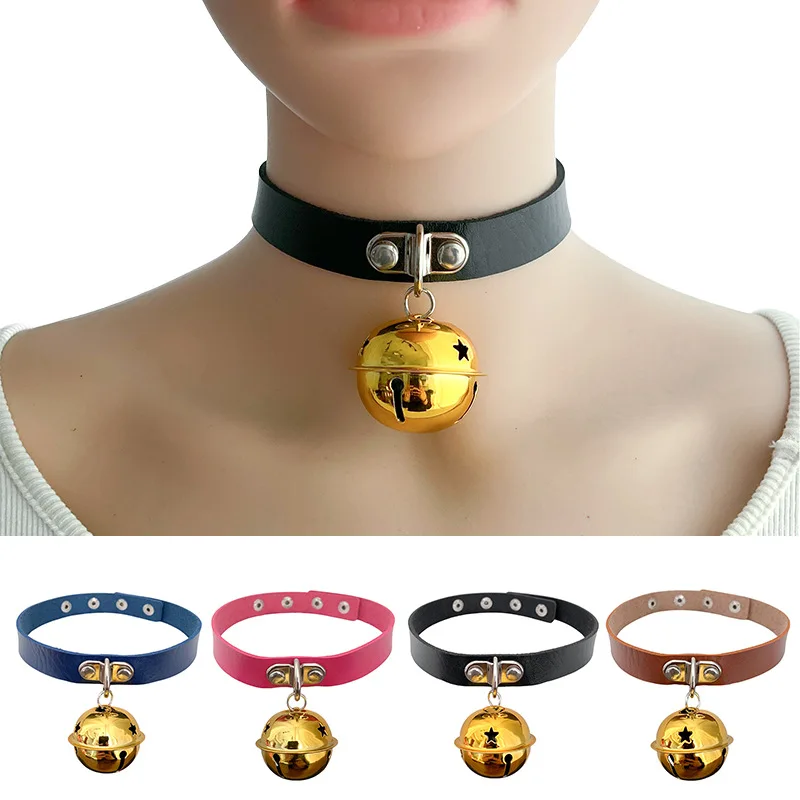 Золотой-воротник-колокольчик-в-стиле-панк-женский-шейный-ремешок-черный-воротник-колье-цепочка-на-ключицу-кольцо-на-шею-ожерелье-кольцо-на-шею-трансграничное