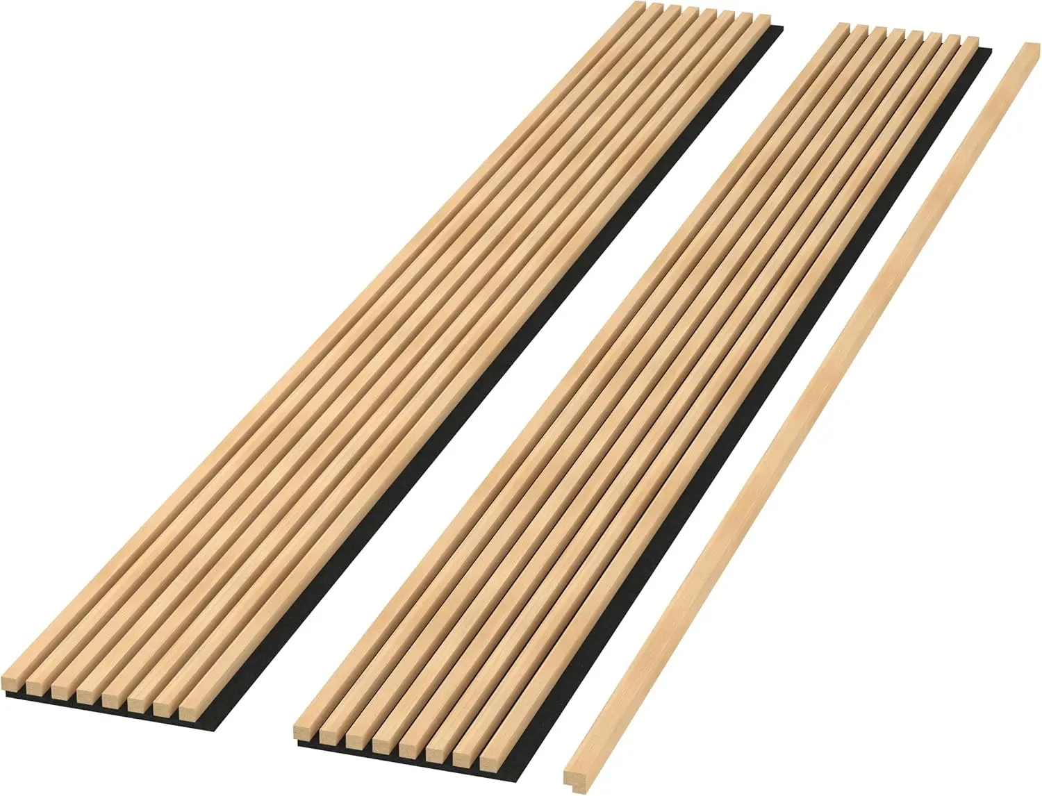 

94” L x 11.25” W Acoustic Slat Wall Panels–Dampening Wall Treatment for Home, Office & Studio – 2-Piece Decorative Noise
