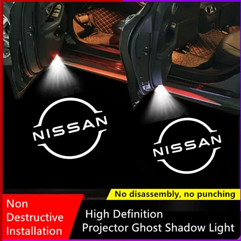 LED Car Door Lights Logo Ghost Shadow Lamp Luces Laser Welcome Lamp For Nissan Altima 2005-2016 2017 2018 2019 2020 Car Goods