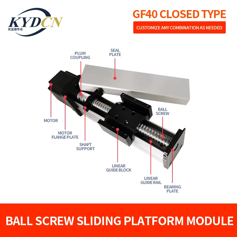 KYDCN GF40 ball screw sliding table linear sliding table module including motor sealed dustproof sliding table guide rail module