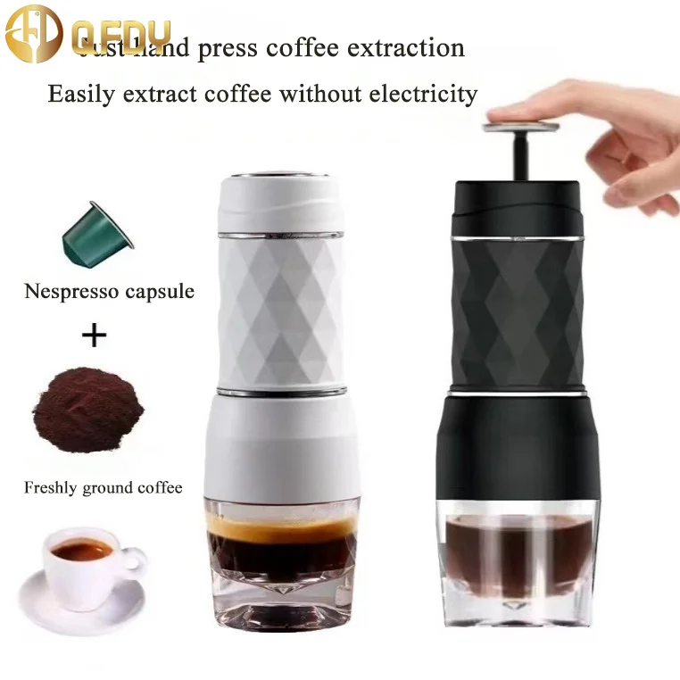 

Portable Coffee Maker Espresso Machine Hand Press Capsule Ground 3 In1 Coffee Brewer Portable for Travel and Picnic