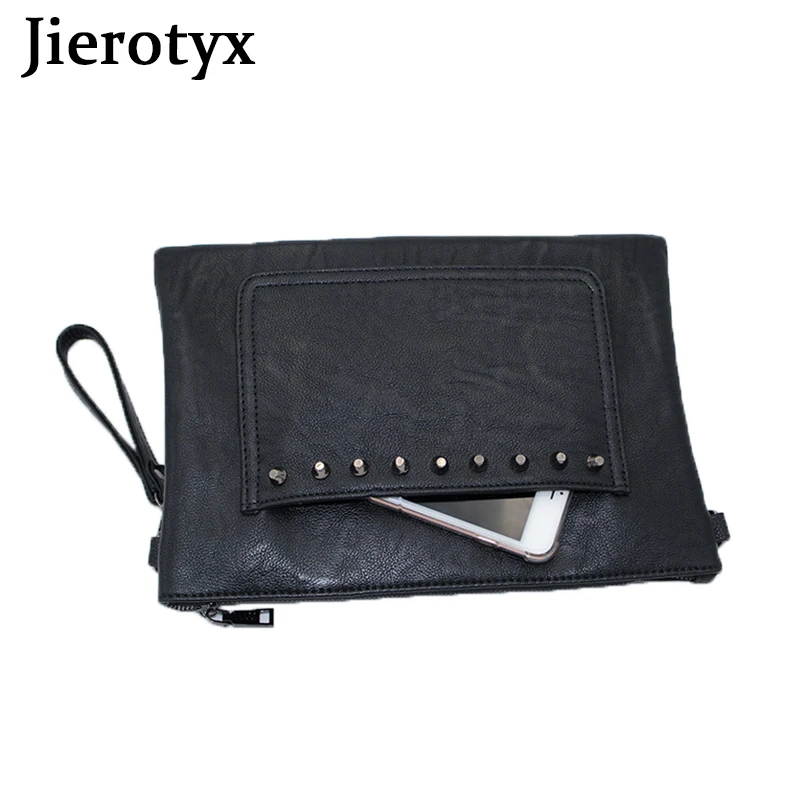 JIETOTYX Women Clutch Skull Wristlet Rivet Purse Punk Clutch Handbags Wallet with Shoulder Strap Messenger Bag Party Phone Bag