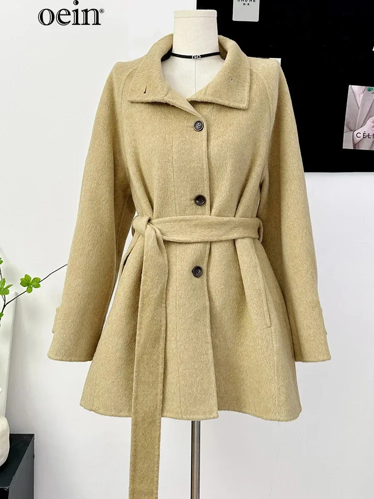 

[oein] 2024 Lune Stand Up Collar Double-sided Wool Coat Women's Winter New Style Small Versatile High-end Thick Woolen Coat