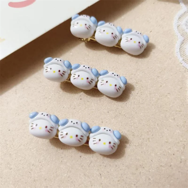 Cartoon Sanrio Anime Peripheral Hat Kitten Hairpin Cute Hello Kitty Hair Clip Sweet Girl Heart Duckbill Clip Hair Accessory Gift