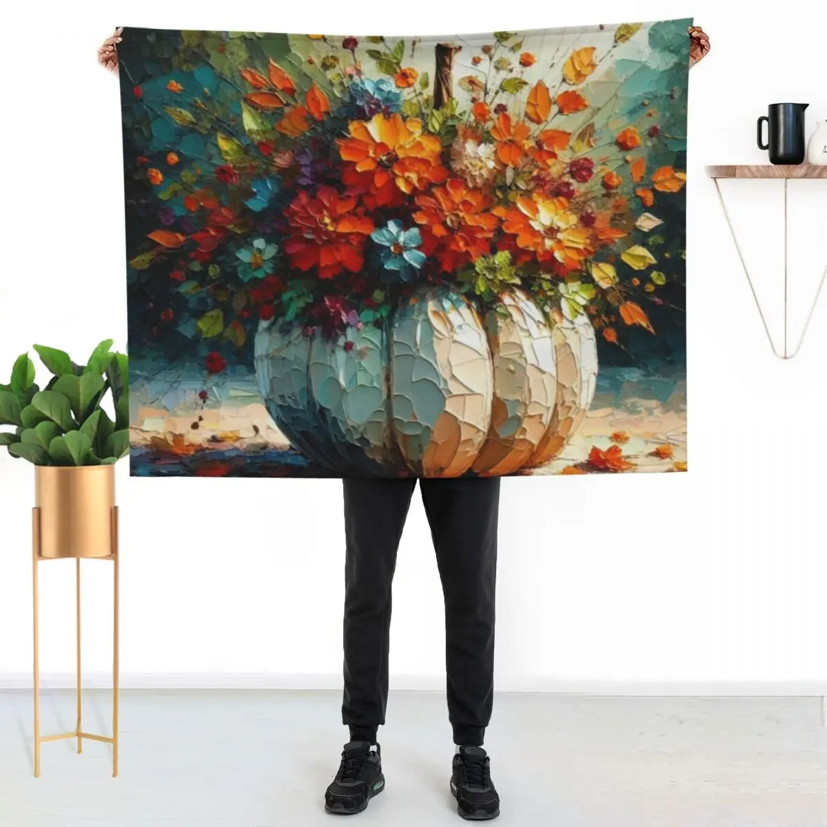 White Pumpkin Bouquet Throw Blanket Nap Decorative Sofas Large Luxury Thicken for sofa bed plaid Blankets