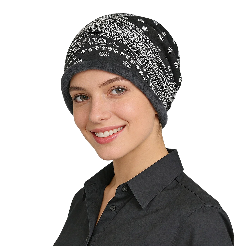 Classic Paisley Pattern Thermal Hat - Fleece Warm, Stylish and Versatile, Comfortable and Elastic