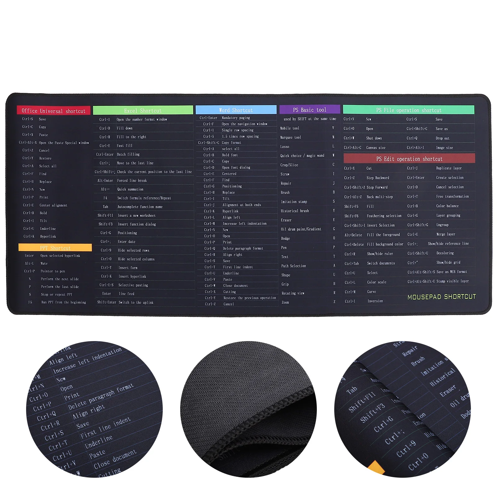 Large Non-Slip Rubber Keyboard Mouse Pad With Keys Big Desk Mat For Office Gaming Work Use English Pattern