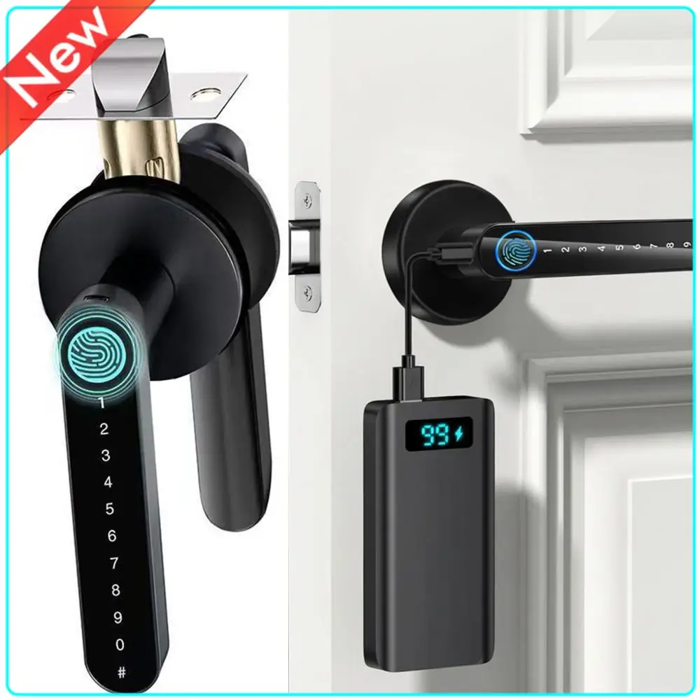 

Дверной замок с функцией распознавания отпечатков пальцев и клавиатурой, бесключевой доступ, управление через приложение/ключ/IC-карту для дома, отеля, офиса, квартиры, спальни