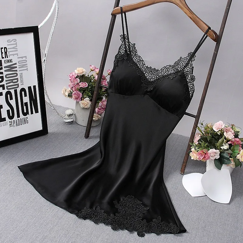 

Женское ночное платье, сексуальное женское белье, шелковое кружево, пижамный комплект без бретелек для женщин, домашняя одежда, ночные рубашки с регулируемыми бретелями, одежда