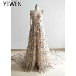 Sparkle Stars Evening Dress Long Sleeveless See Through Photo Shoot Dress Maternity Gown for Baby Showers Plus Size YEWEN