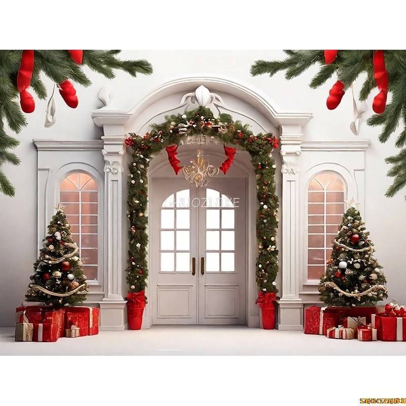 الموقد عيد الميلاد شجرة صنوبر خلفيات للتصوير الفوتوغرافي الدعائم السنة الجديدة هدية احتفالية عطلة الأسرة استوديو الصور خلفية DC-16