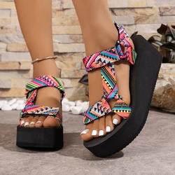 Summer Platform Flat Sandals Women 2024 Light Non-slip Beach Shoes Cute Rope Sandals for Women Comfort Gladiator Sandalias Mujer