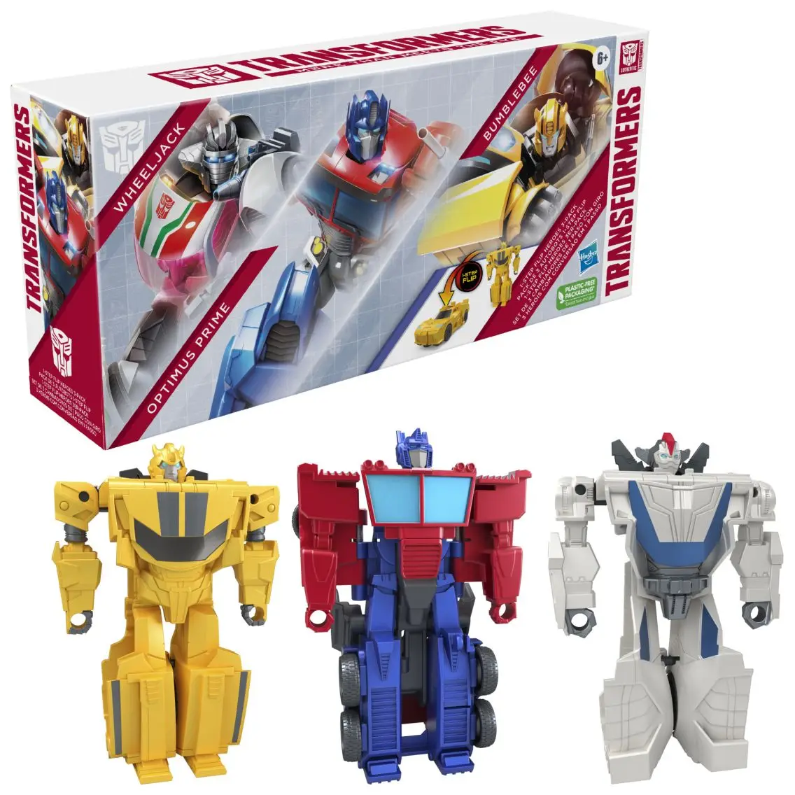 [in-stock]hasbro Transformers 1-Step Flip Heroes 3-Pack (Optimus Prime, Bumblebee, and Wheeljack) Model Toy Anime Action Figures