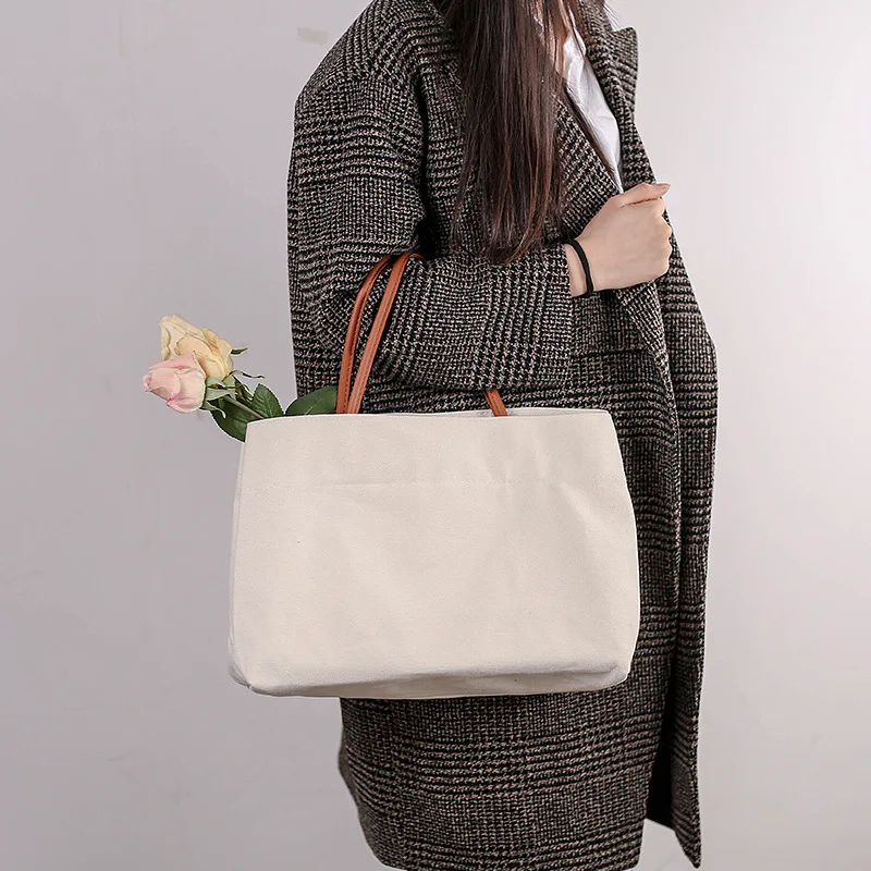 Borsa da donna Koren Canvas Casual Tote Bag di alta qualità borse a tracolla ad alta capacità borse e borsette borsa semplice per ragazze semplice