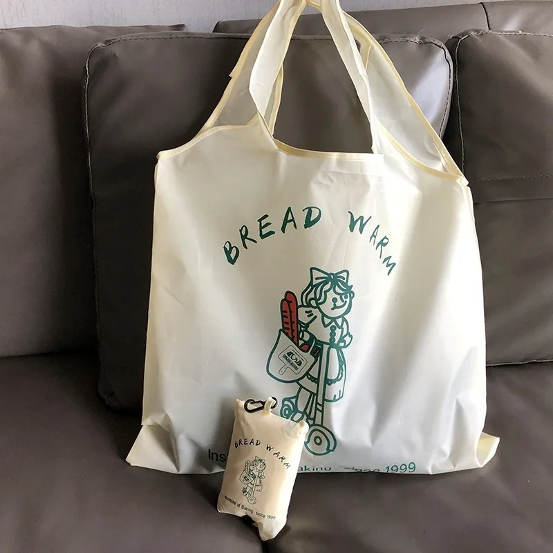 قطعة واحدة من حقيبة اليد القابلة للطي ذات سعة كبيرة مع تصميم "معهد أعمال الخبز منذ ذلك" - حقيبة كتف متينة من قماش أكسفورد