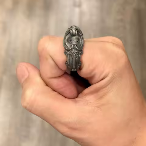 New Arrival Matte Atomized Dark Black Ring For Men Jewelry Retro Double-sided Divine Vision Relief Ring 925 Silver Male Jewelry