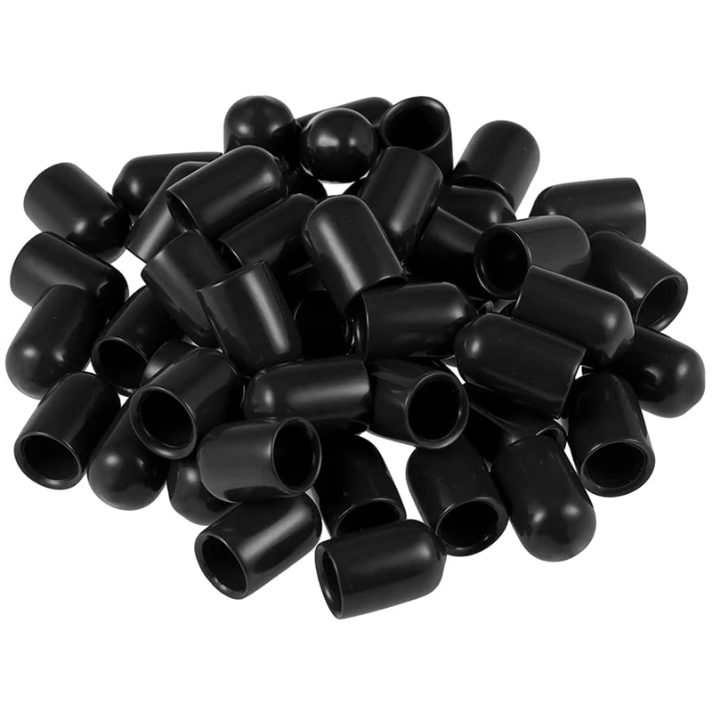 

2000Pcs Rubber End Caps 5/16Inch(8Mm) ID Vinyl Round End Cap Cover Screw Thread Protectors Black