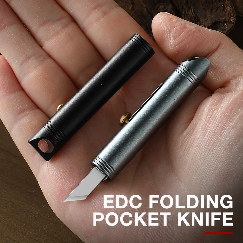 Mini utility knife EDC aluminum alloy portable keychain knife ladies portable self-defense knife unpacking express knife