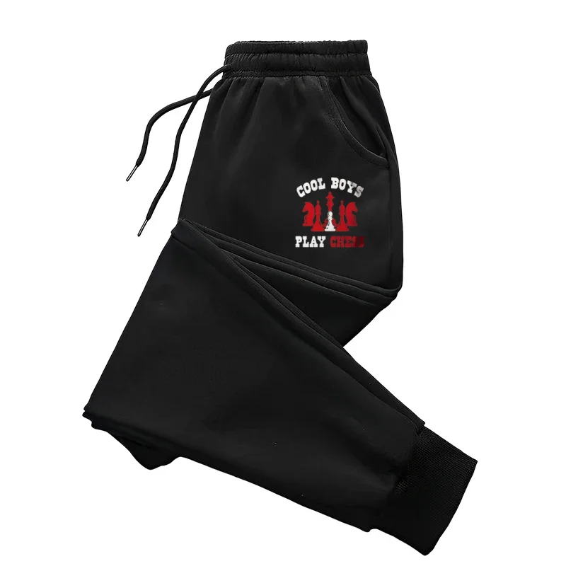 Cool Boys Play Chess Printed Men's Jogger Pants Casual Drawstring Sports Trousers