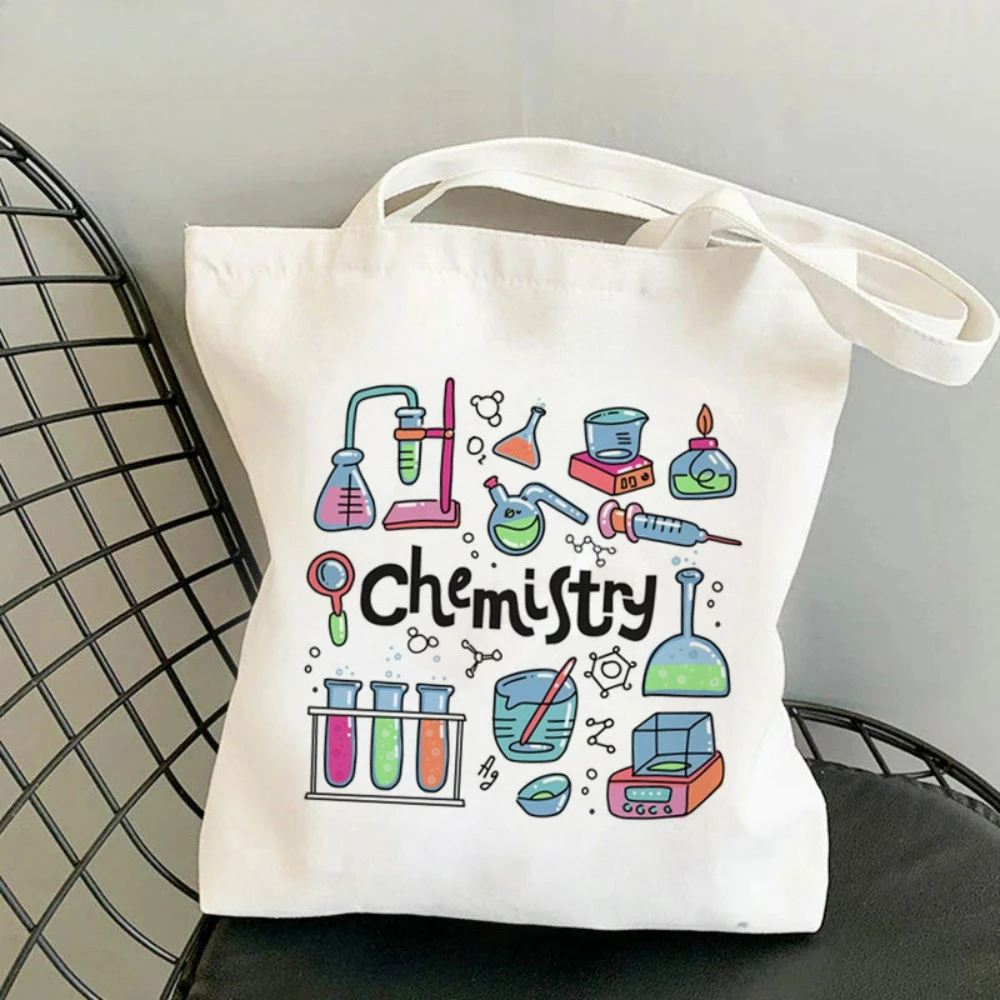 Bolso de mano de lona con tema de ciencia física química, bolso de estudio para estudiantes, bolso de hombro para enseñar viajeros, uso diario y regalos
