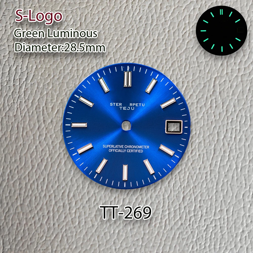 28.5 مللي متر S شعار Sunray سجل NH35 الطلب صالح NH36/4R اليابان حركة الأخضر مضيئة أو الجليد الأزرق مضيئة ساعة تعديل الملحقات