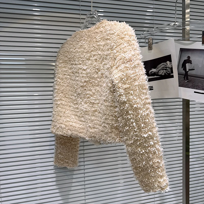 Modna odzież przemysłowa, wiertarka do paznokci, krawędź, ocieplenie, krótka kurtka damska zimowa, nowa, okrągły dekolt, długi rękaw, dopasowany, elegancki płaszcz.