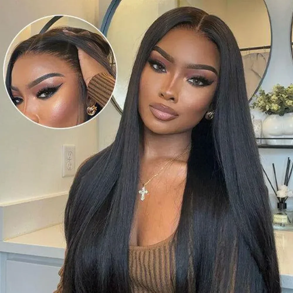 HD Transparent Lace 5x5 Glueless Straight Brazilian Human Hair Wig Upgrade Pre cut Lace Long No Tangle Human Hair Wigs For Women