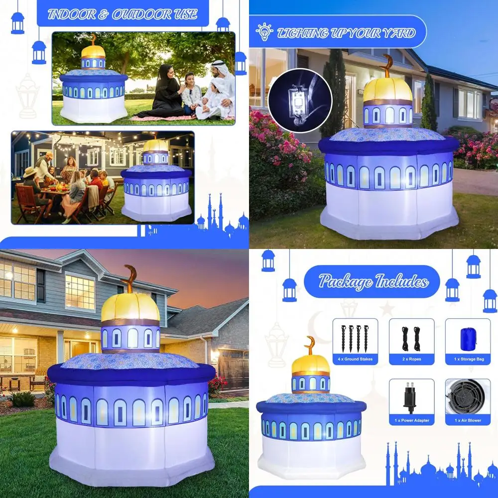 

Inflatable Ramadan Mosque Outdoor Decoration with LED Lights for Eid Celebration