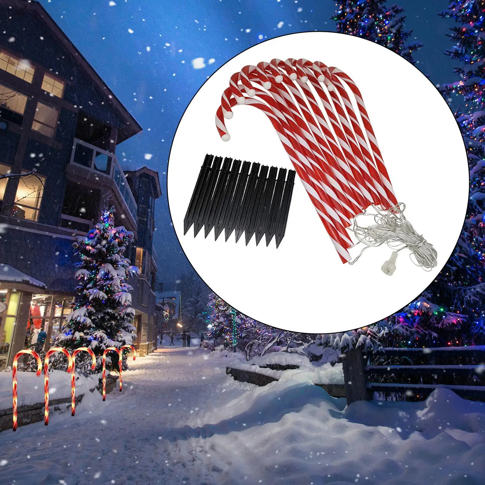 

Christmas Candy Cane Lights Yard Lawn Driveway Landscape Lighting Warm Light