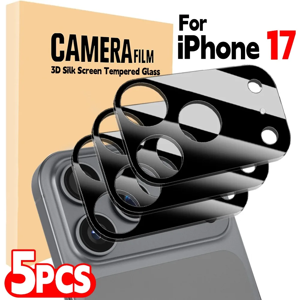 5-1 Stück gehärtetes Glas für iPhone 17 Pro Max Air Rear Lens Ring Cover für IPhone 17Pro 17air 17promax Schwarz Kameraobjektivschutz