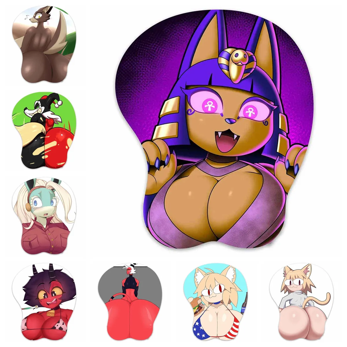 3D Mouse Pad Ankha Harley josei Matoi Millie Moxxie neco arc Monster Hunter Oppai Mousepad Breast Gaming Wrist Rest Boobpad