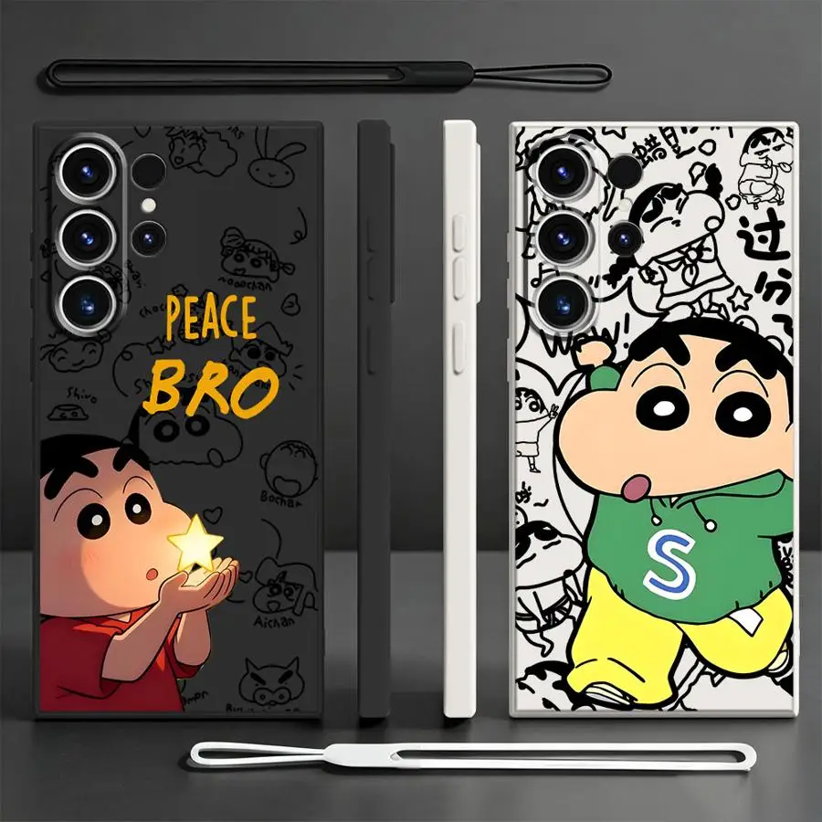 Case for Samsung Galaxy S26 Note 20 10 Ultra S25 Edge S24 Ultra S20 FE S23 S21 Plus S22 Phone Cover C-Crayon S-Shinchans