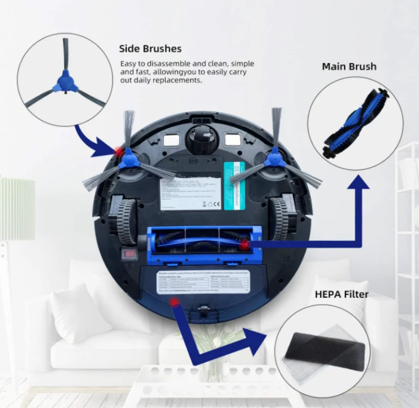 롤러 브러시 프리 필터 사이드 브러시 부품, Eufy Robovac 11S 35C 15C 25C 30C 로봇 진공 청소기 액세서리 휠 브러시 커버