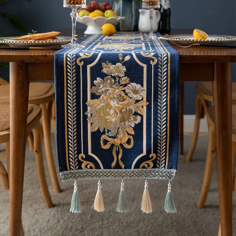 

American Pastoral Style Jacquard Table Flag for Coffee Table, Jacquard Fringe, Household Tablecloth, Cloth Cover