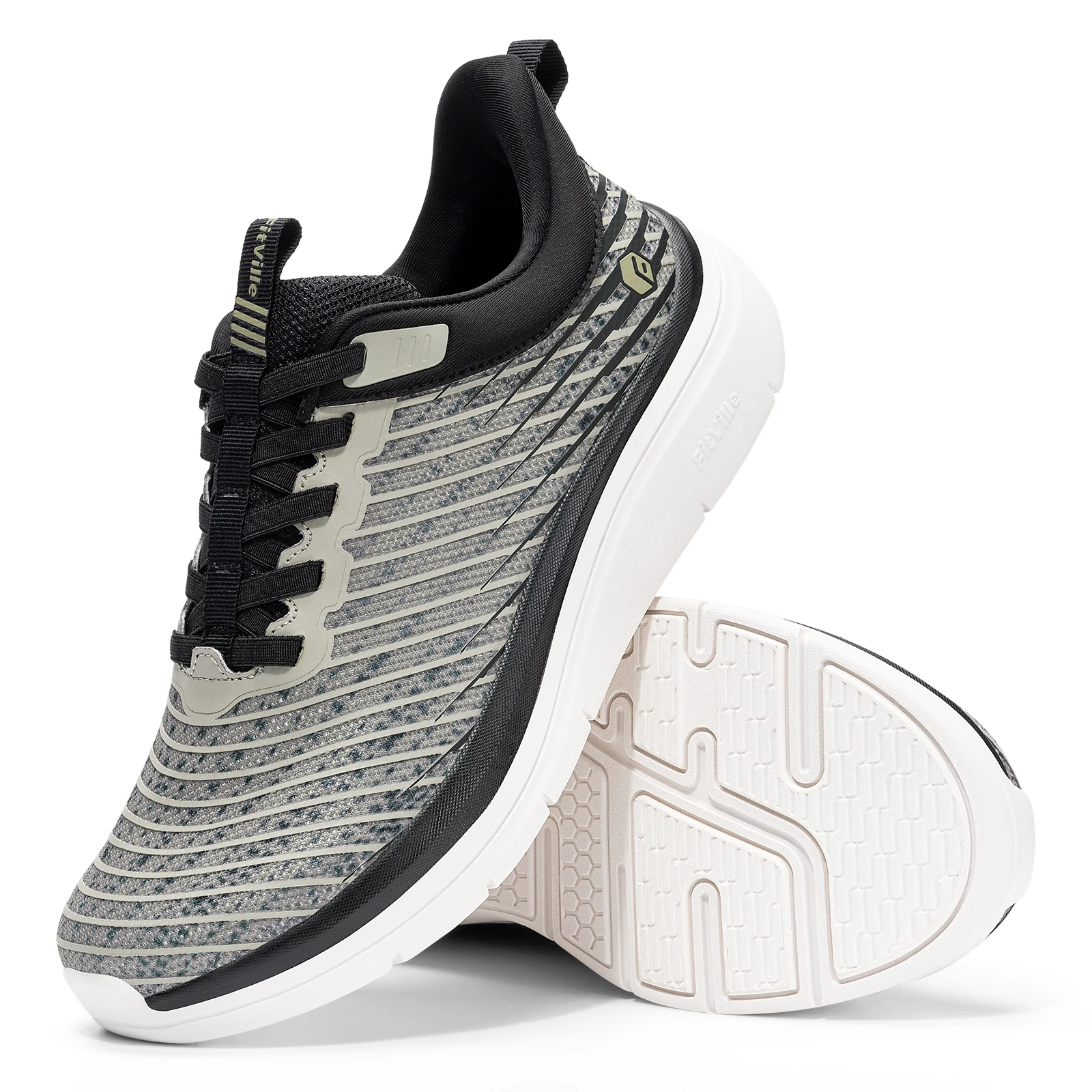 FitVille Wide Toe Box Walking Shoes For Men Easy Wear Casual Sports SneakerBreathable Running Jogging Shoes With Arch Support