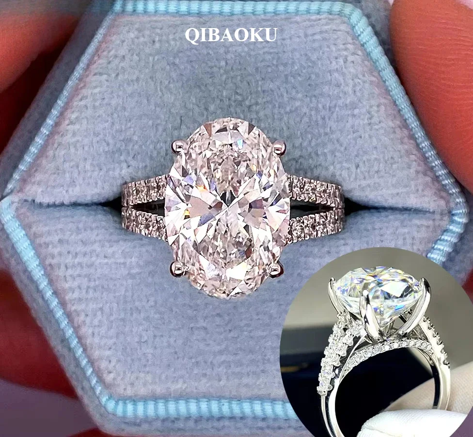 FCGJHW 10CT Oval Moissanite Ring S925 Sterling Silver for Women Split Shank Pave Bands Wedding Jewelry Gifts GRA Certified 2026