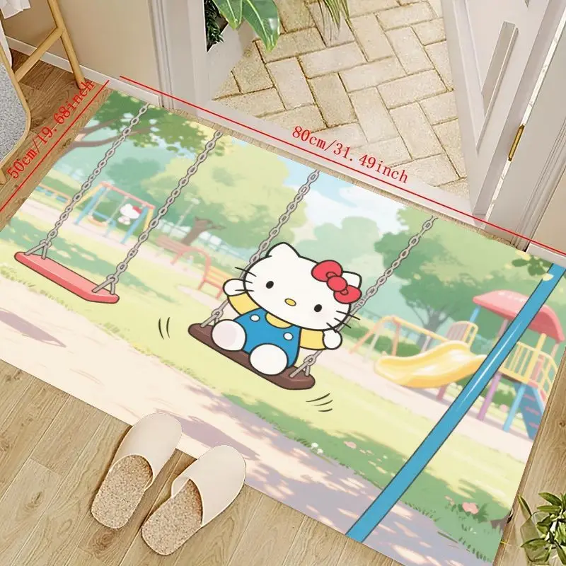 

1 шт. милый напольный коврик Hello Kitty, качающийся в игровой площадке, нескользящий мягкий моющийся коврик с рисунком аниме Kawaii, яркая тематика парка