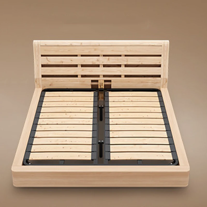 ^Tatami Simple Massage Bed Wooden Sleeping Safe Japanese Design Floating Modern Bed Bedroom Double Muebles Trendy Furniture