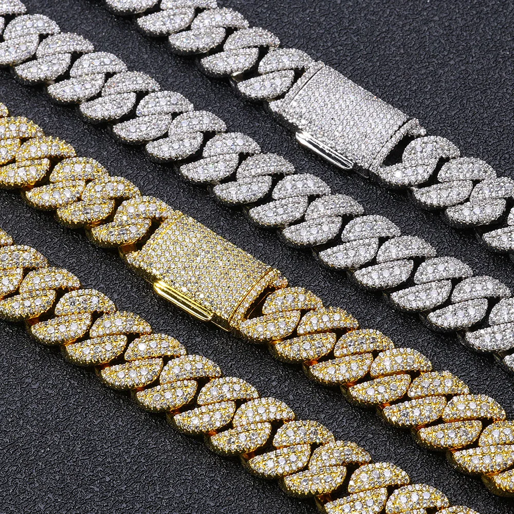 NUOYA 14mm Iced Out Mens Necklace Hip Hop Jewelry Gold Plated Brass Full Pave CZ Miami Cubic Zirconia Cuban Chain