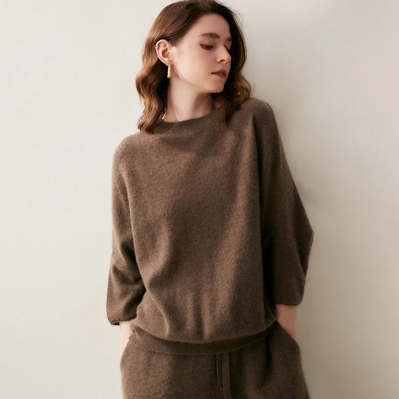 2023 Autumn New 100% Cashmere Sweater O-Neck Pullover Spring Women\'s High Quality Knitted Jumper Female Loose Large Size Tops