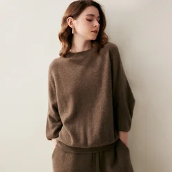 2023 Autumn New 100% Cashmere Sweater O-Neck Pullover Spring Women's High Quality Knitted Jumper Female Loose Large Size Tops