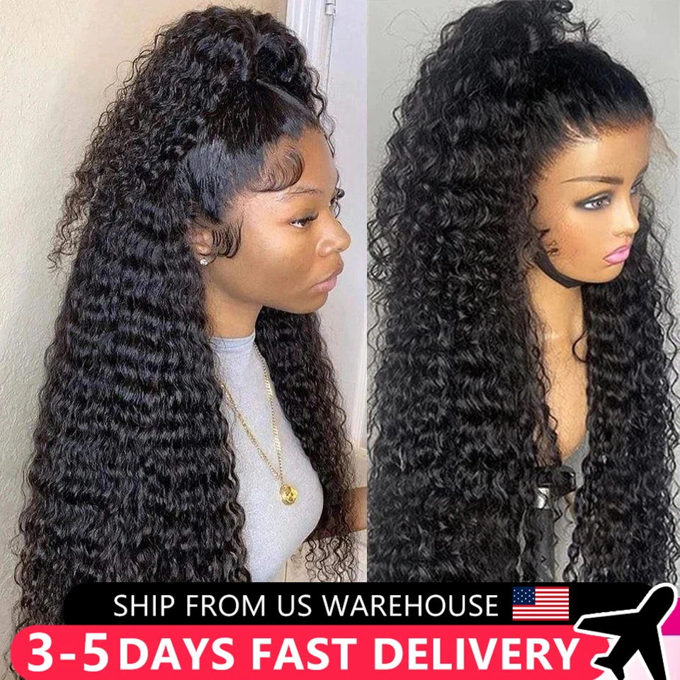 13x6 Lace Frontal Wig Human Hair Deep Wave 13x4 Transparent Lace Front 180% Brazilian Human Hair Curly Wigs for Women MYLOCKME