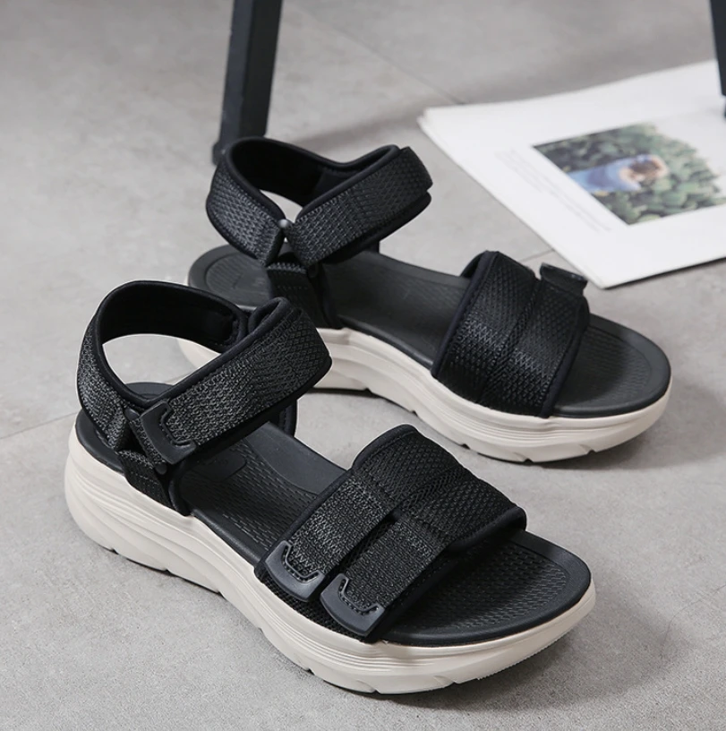2024 Summer New Lightweight Casual Sports Style Comfortable 5CM Thick Sole Nylon buckle Fashionable Stitching Women\'s Sandals