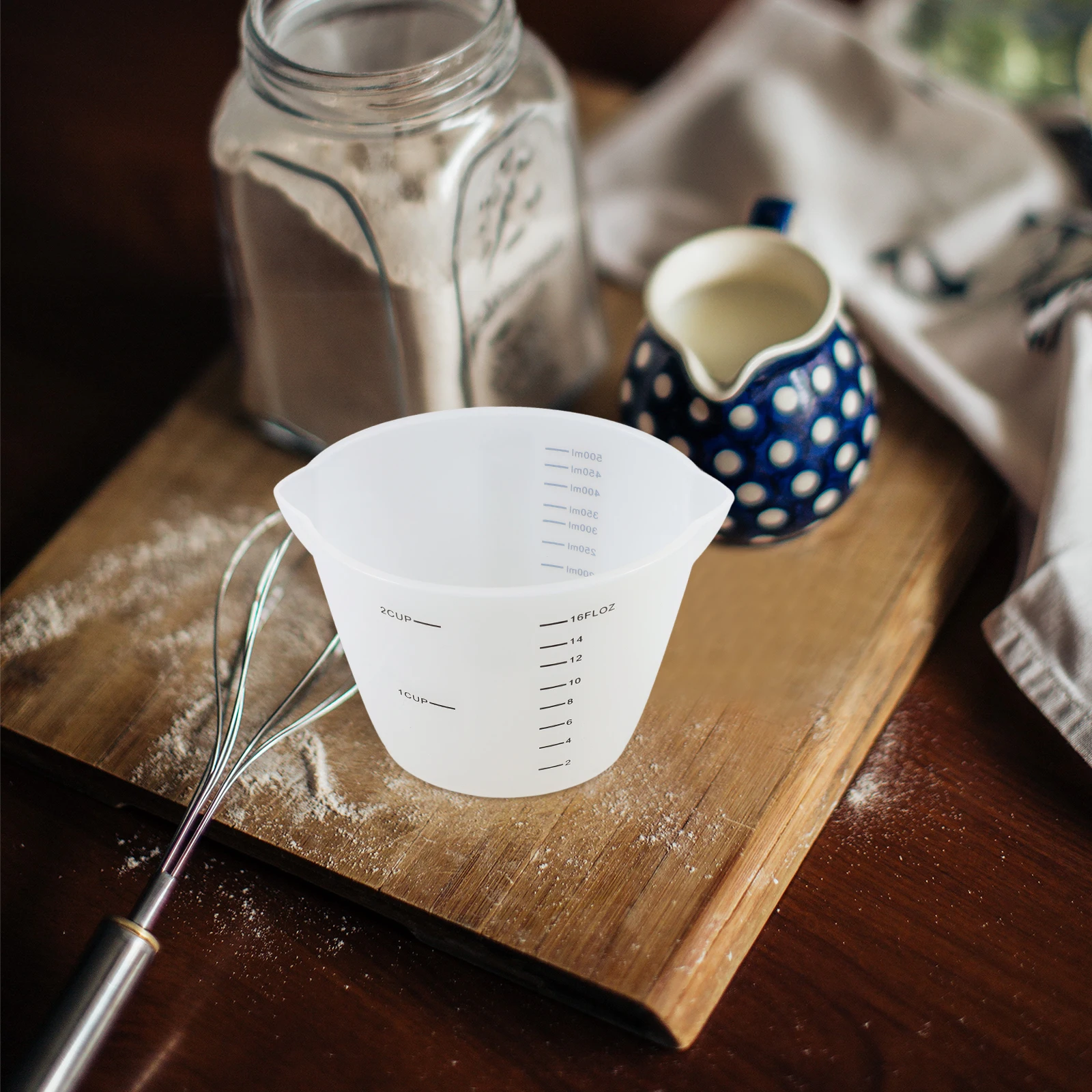 

2 Pcs Silicone Measuring Cups 250ml 500ml Kitchen Baking Tools Heat Resistant Graduated Cup for Soy Liquid