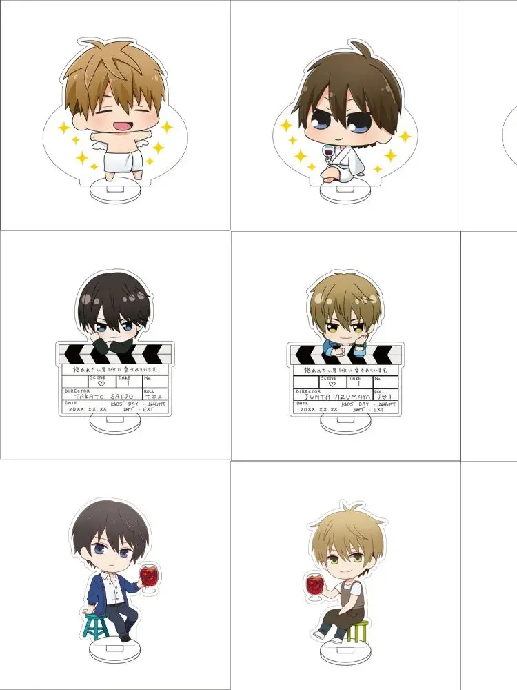 Support de figurine de dessin animé Dakaretai Otoko Odosarete Imasu, 10CM, modèle JYUNTA AZUMAYA/TAKATO SAIJYO, décor de bureau mignon, signe debout, cadeaux