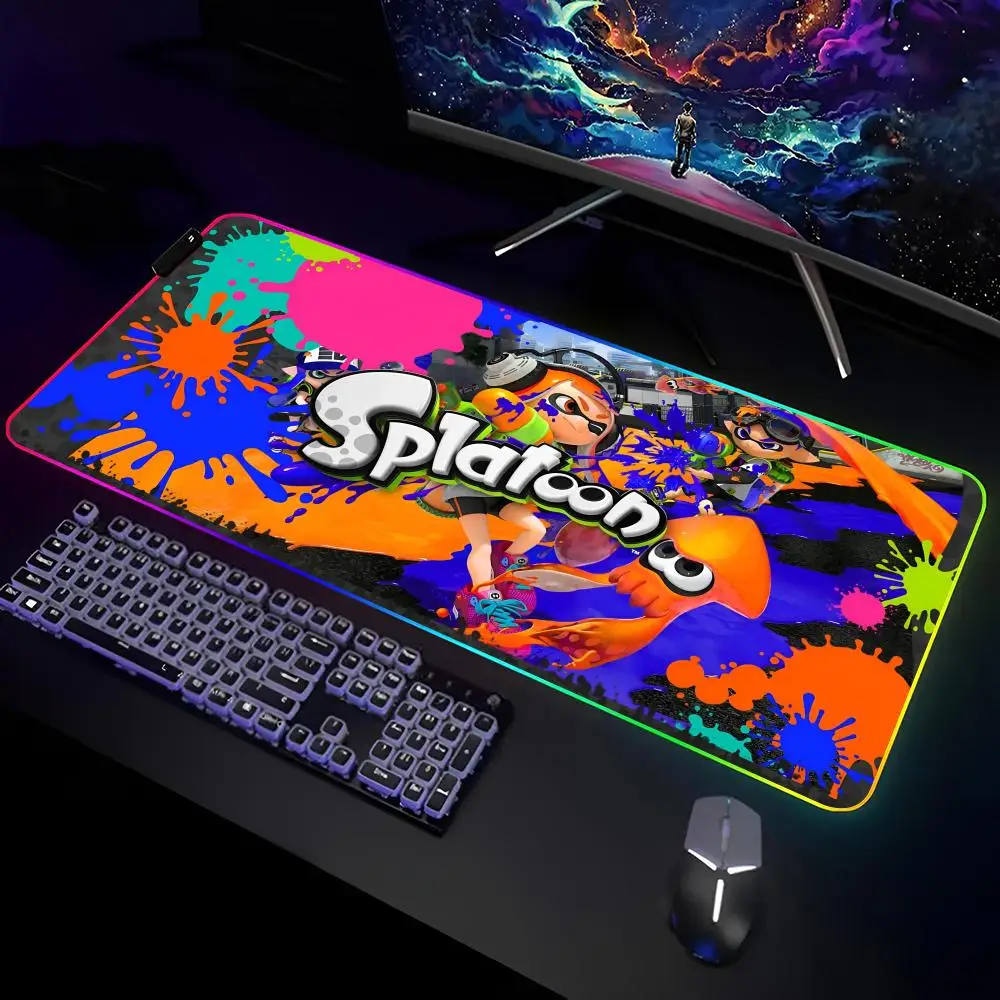 Splatoons canvas Mouse Pad Gamer RGB Deskmat Keyboard Mat Gaming Laptops LED Mousepad Desk Protector Anime Mause Mats