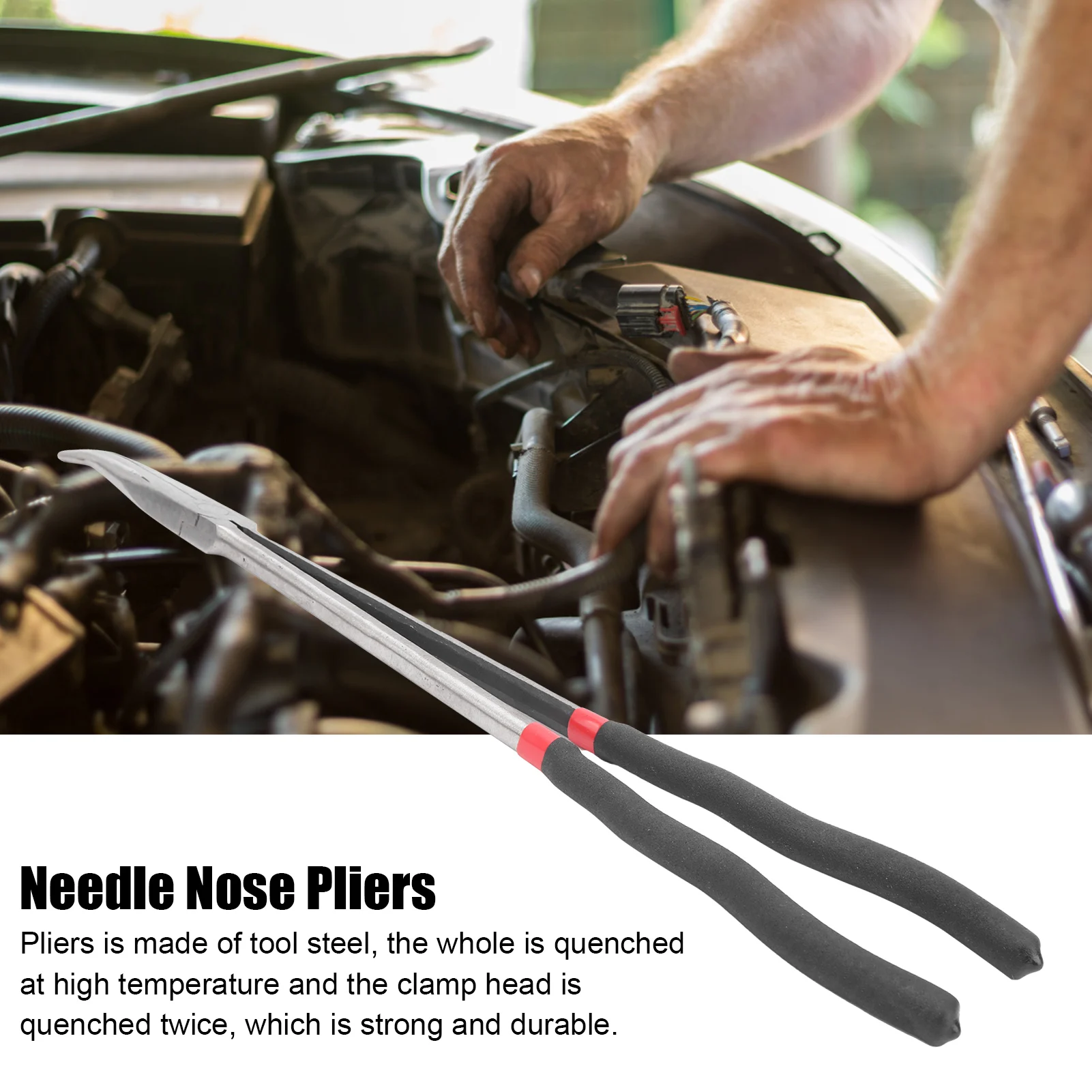 

16in Needle Nose Pliers Needle Nose Pliers 25° Long‑Handled Tool Steel High Temperature Quenching Clamp 16in 400mm