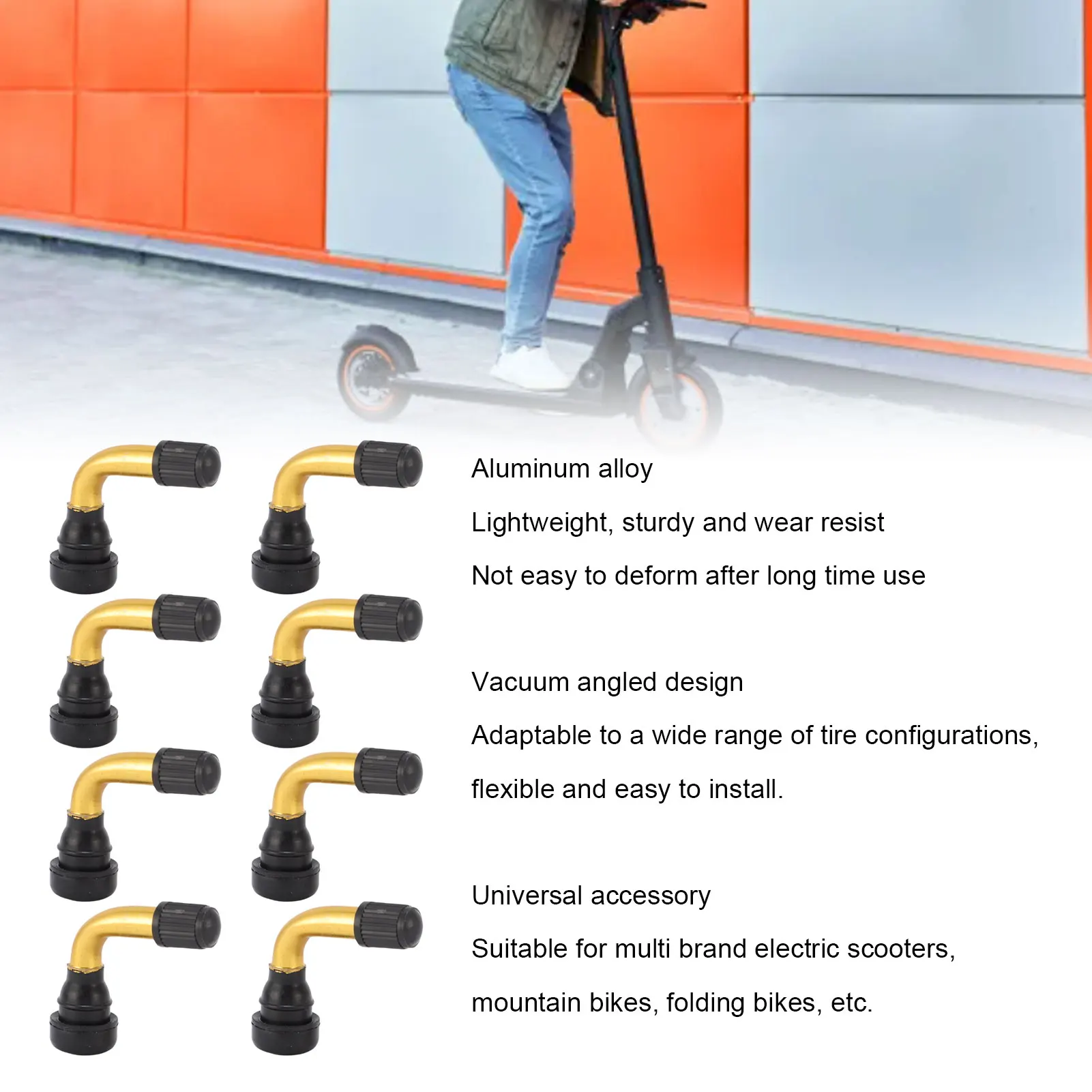 8 قطعة جذع صمام موسع 40 درجة سبائك الألومنيوم بزاوية صمام الإطارات تمديد سهلة الاستخدام لإطارات سكوتر كهربائي فراغ #4