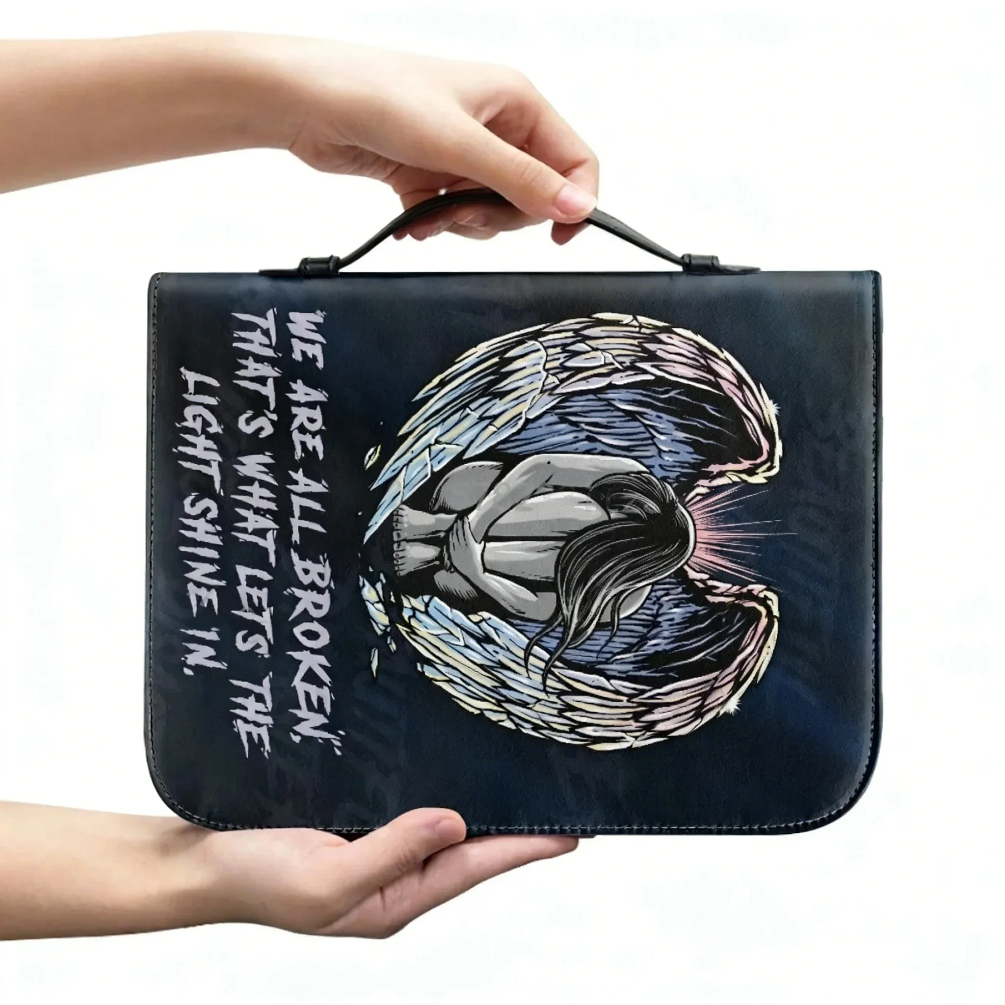 PU Leather Bible Cover Case for Women Bible Storage Bags Zipper Handle Handbag Practical Exquisite Study Book Holy Storage Boxes